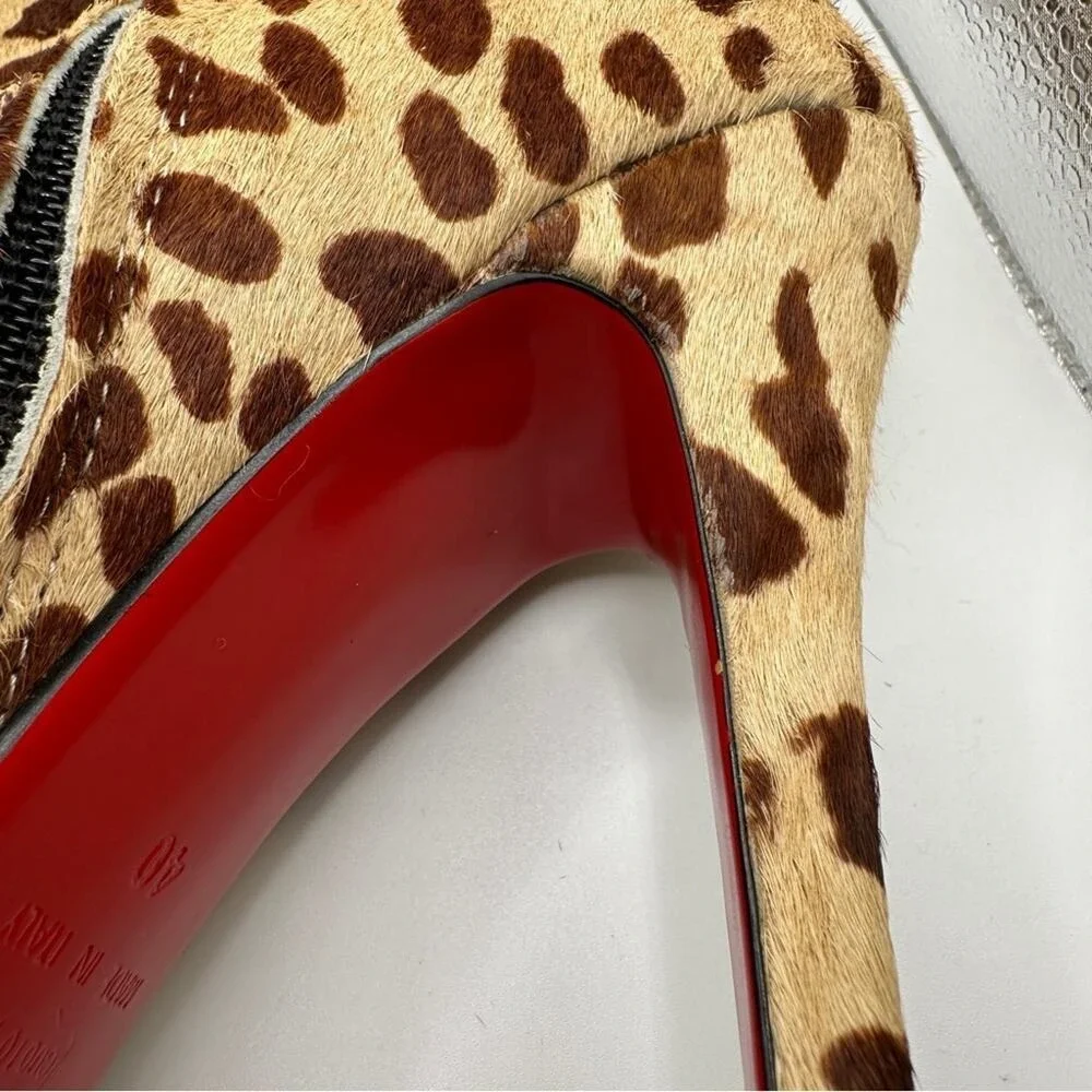 Christian Louboutin‎ Miss Clichy Leopard Print Platform Ankle Booties Sz 10